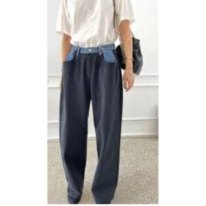 Edition Contrast Waist Jeans Black Denim Pants M/L 100% Cotton Y2K Style